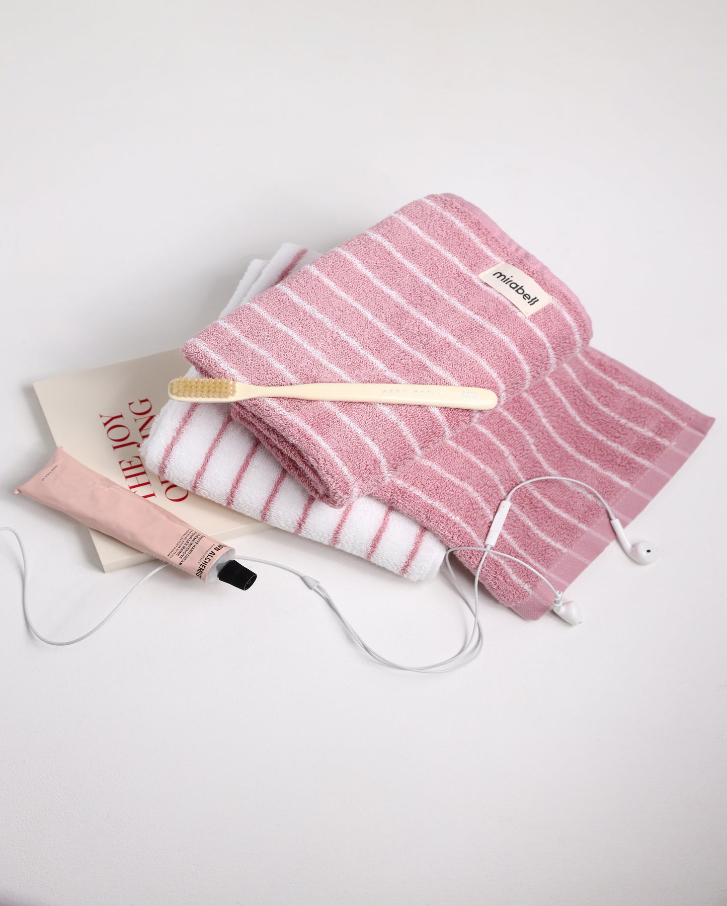 Набір рушників Рожевий у білу смужку