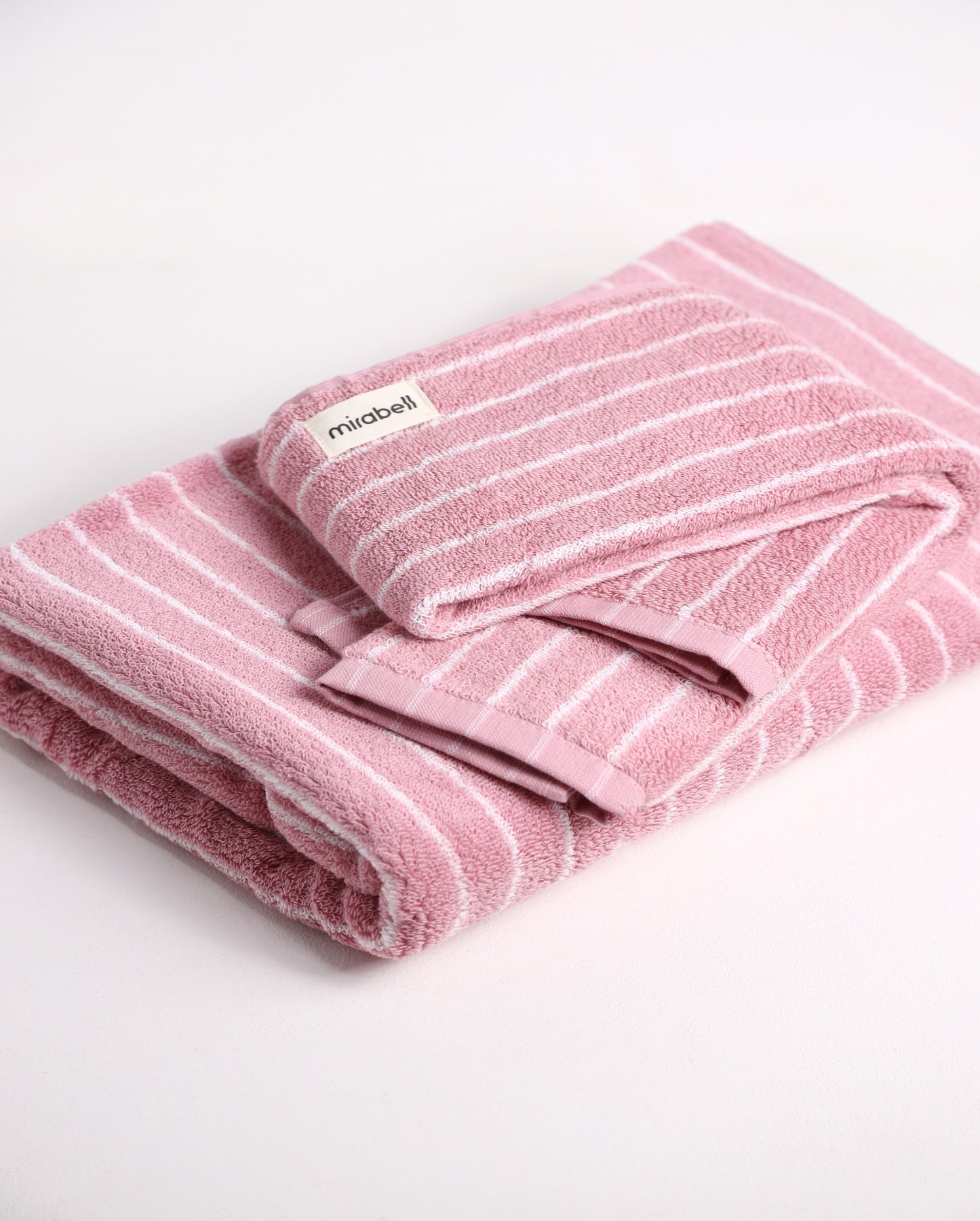 Набір рушників Рожевий у білу смужку