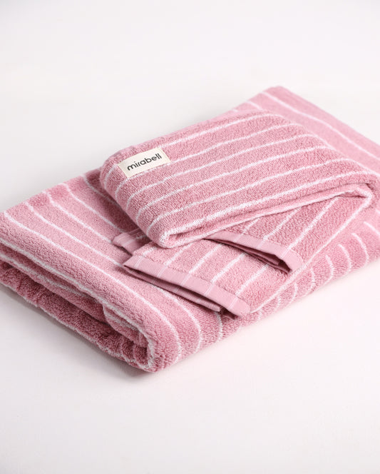 Набір рушників Рожевий у білу смужку