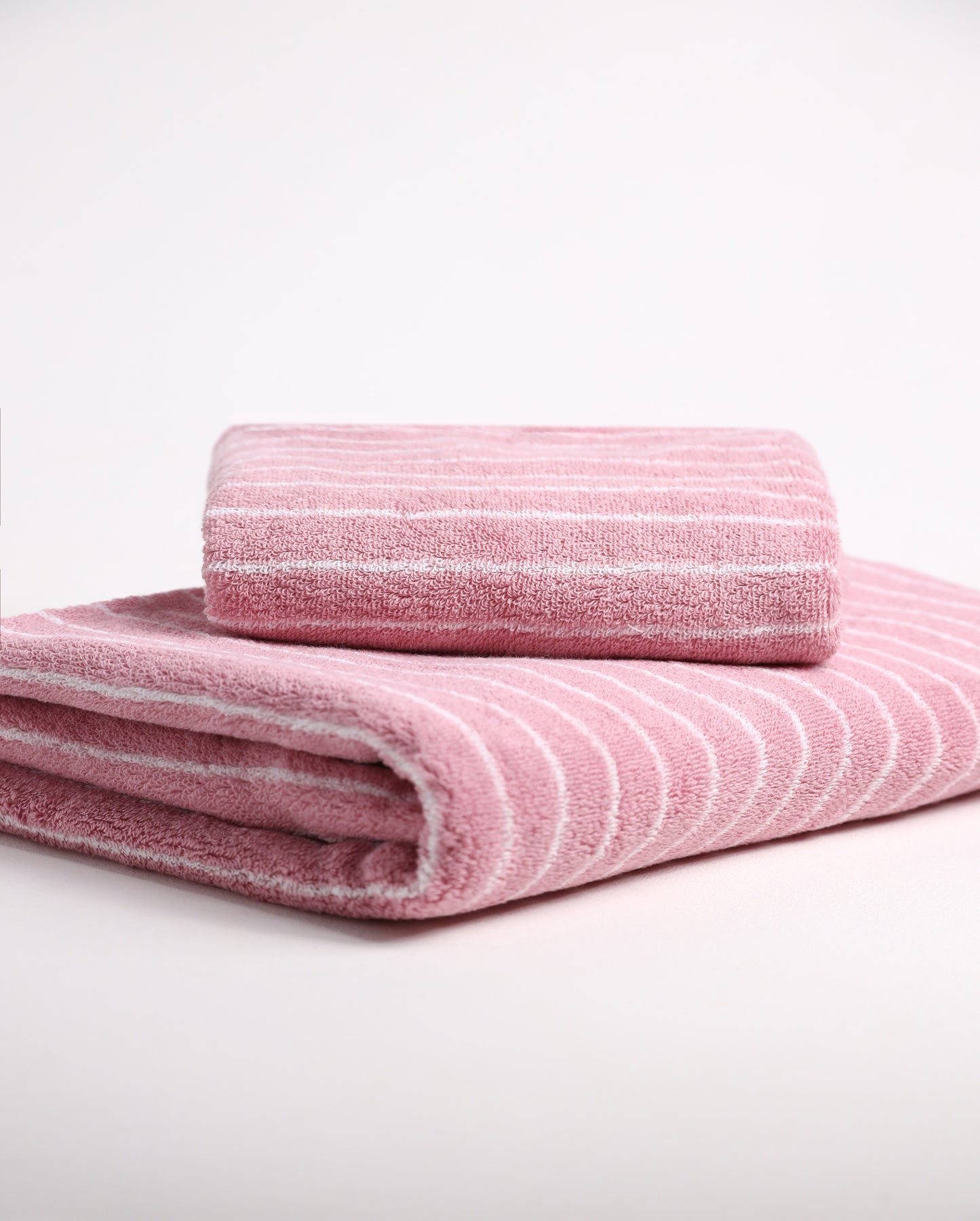 Набір рушників Рожевий у білу смужку