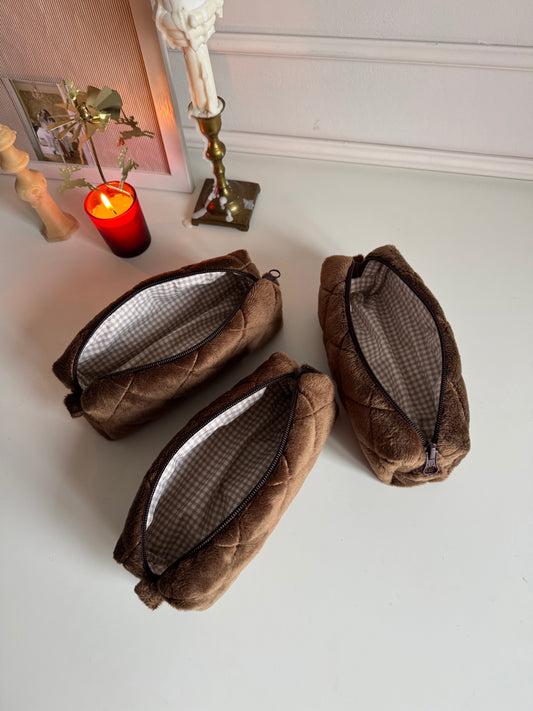 Косметичка-пенал Коричневий/бежева клітинка