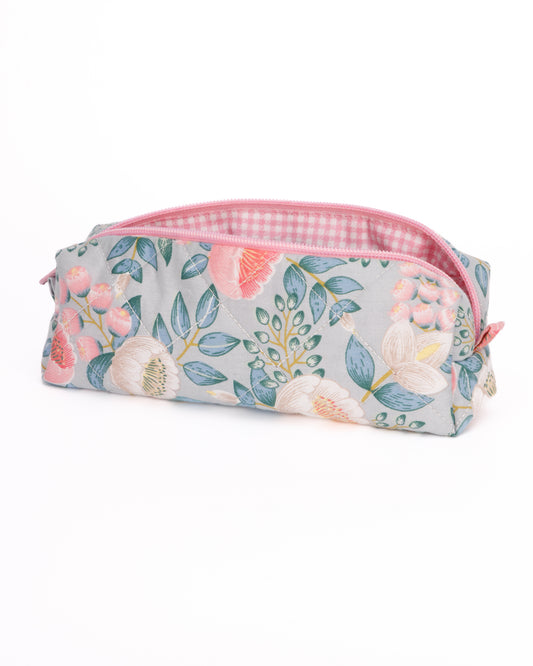Косметичка-пенал Лісові квіти/рожева клітинка