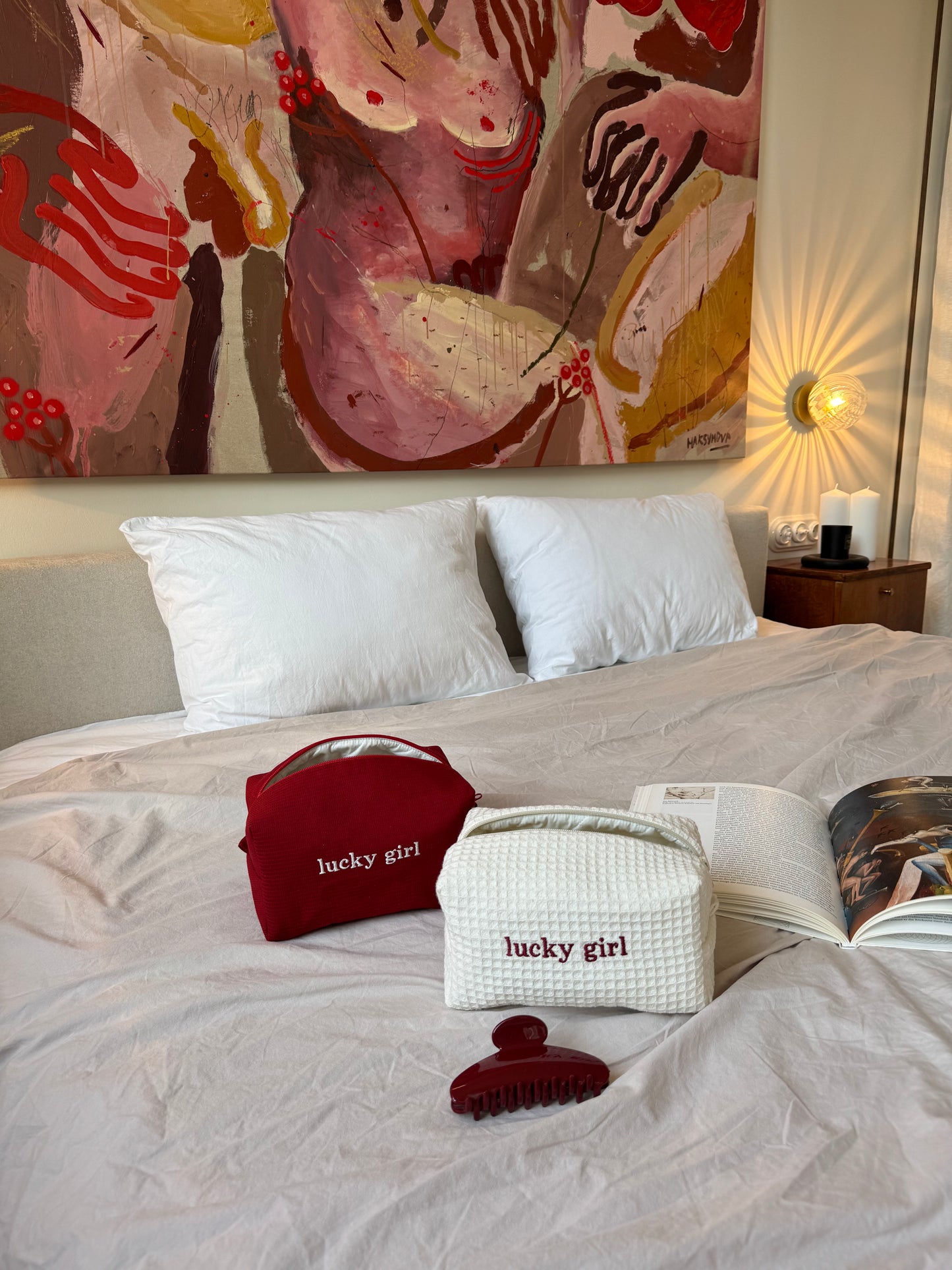 Вафля вишнева з вишивкою "Lucky girl"