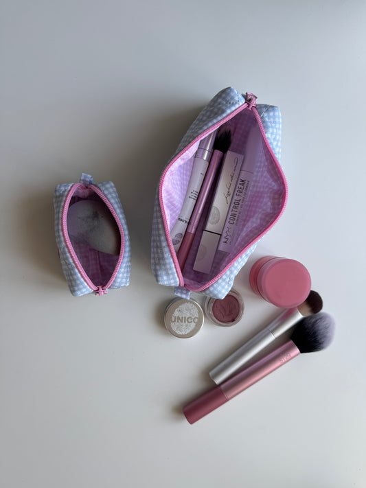 Косметичка-пенал Блакитна клітинка/рожева клітинка