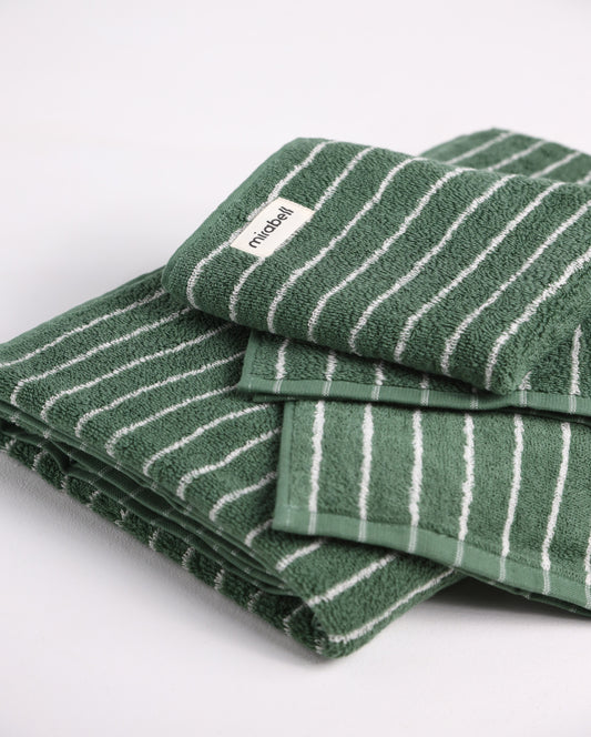 Набір рушників Зелений у білу смужку
